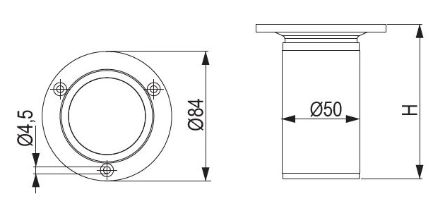 Technický obrázek - Nábytková nožička FS017, Ø50mm, matný chrom