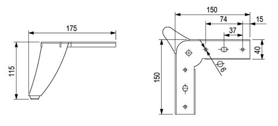 Technický obrázek - Nábytková nožička FS009, lesklý chrom