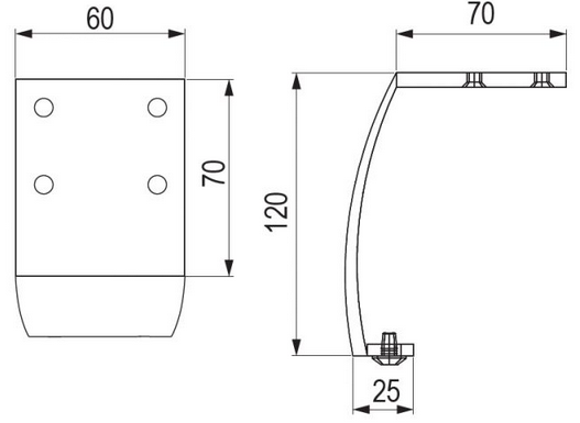 Technický obrázek - Nábytková nožička NN381, chrom