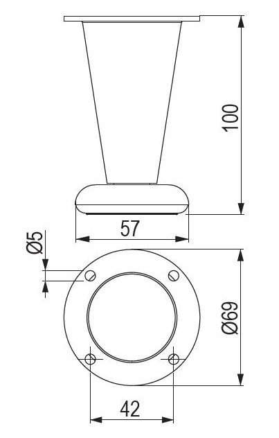 Technický obrázek - nožička NZ09, matný chrom