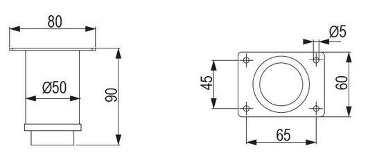 Technický obrázek - Nábytková nožička FS012, ø 50 mm, lesklý chrom