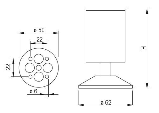 Technický obrázek - Nábytková nožička FA003, matný chrom/ lesklý chrom