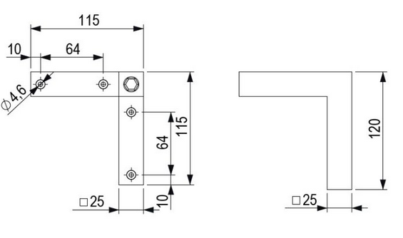 Technický obrázek - Nábytková nožička FP009, černá matná