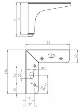Technický obrázek Nábytková nožička FS003, lesklý chrom