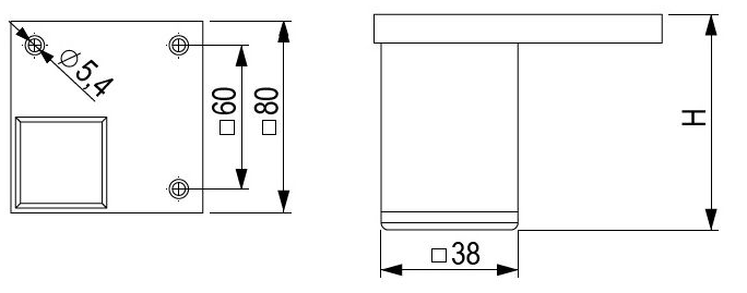 Technický obrázek - Nábytková nožička FA006, černá matná