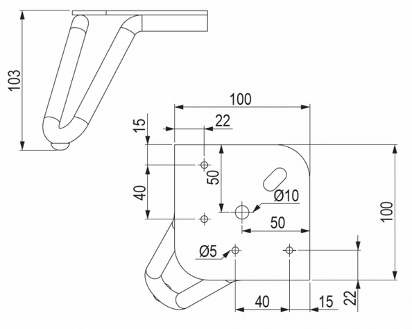 Technický obrázek - Nábytková nožička FS005, černá matná