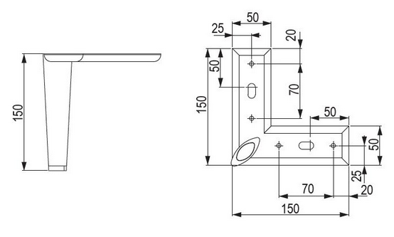 Technický obrázek - Nábytková nožička FS006, lesklý chrom