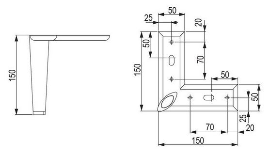 Technický obrázek - Nábytková nožička FS006, matný nikl
