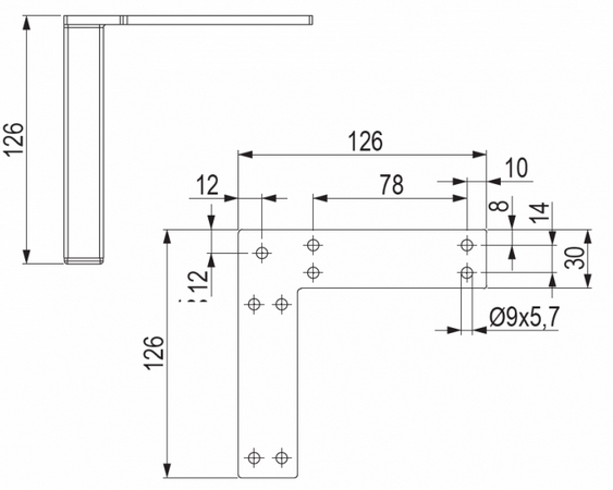 Technický obrázek - Nábytková nožička FS013, matný nikl