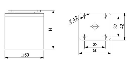 Technický obrázek - Nábytková nožička FA012, černá matná
