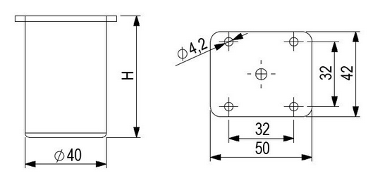 Technický obrázek - Nábytková nožička FA010, černá matná