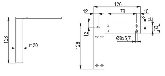 Technický obrázek - Nábytková nožička FS013, bílá matná