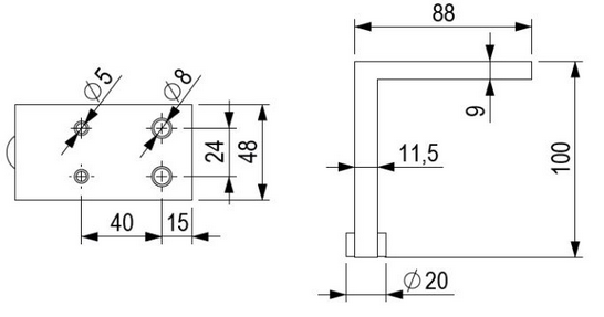 Technický obrázek - Nábytková nožička FA001, černá matná