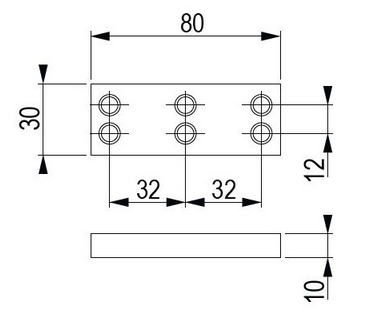 Technický obrázek - Nábytková nožička FP007, 80x30mm, černá matná