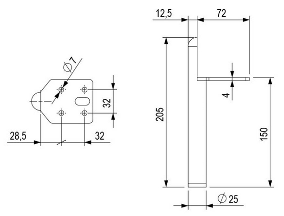 Technický obrázek - Nábytková nožička FS018, zlatá broušená