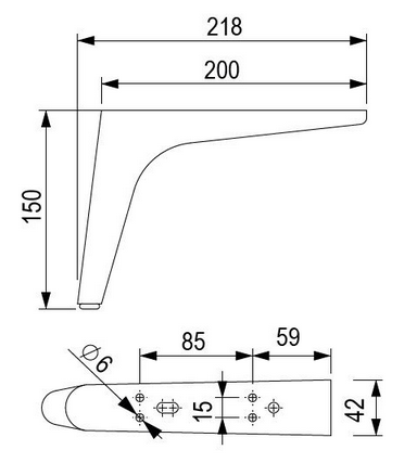 Technický obrázek - Nábytková nožička FS019, černá matná