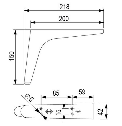 Technický obrázek - Nábytková nožička FS019, zlatá broušená