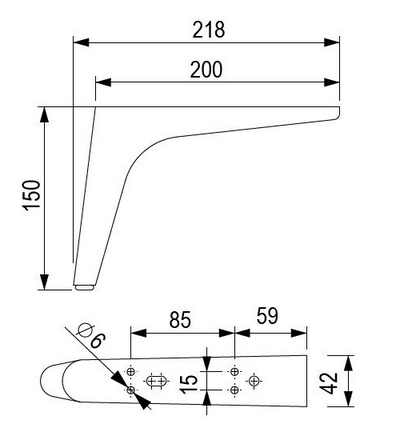 Technický obrázek - Nábytková nožička FS019, matný chrom
