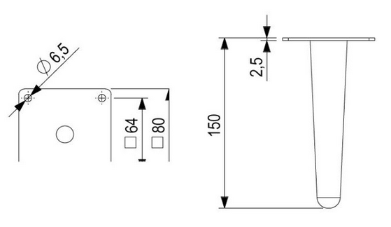 Technický obrázek - Nábytková nožička FS020, zlatá broušená