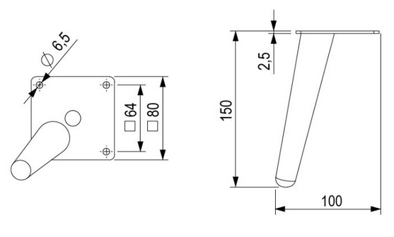 Technický obrázek - Nábytková nožička FS021, černá matná