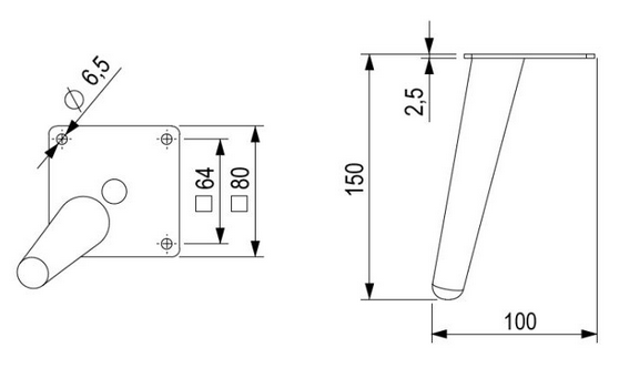 Technický obrázek - Nábytková nožička FS021, zlatá broušená