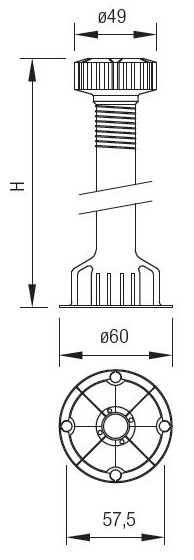 Technický obrázek - plastová nožička SCILM