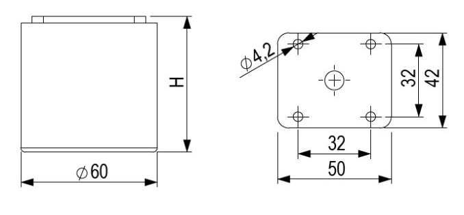 Technický obrázek - Nábytková nožička FA011, matný chrom
