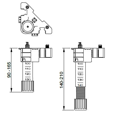 Technický obrázek - Rektifikační nožička FENNEL, s kolíky