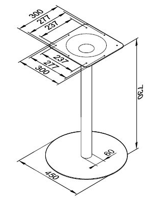 Technický obrázek Stolová noha centrální Strong Ø 450/730mm