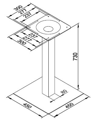 Technický obrázek Centrální stolová noha Strong 450x450/730mm