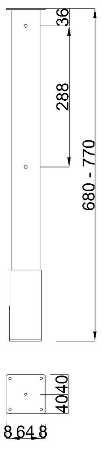 Technický obrázekRohová noha pro kombinaci s dřevěnou deskou ST201GB