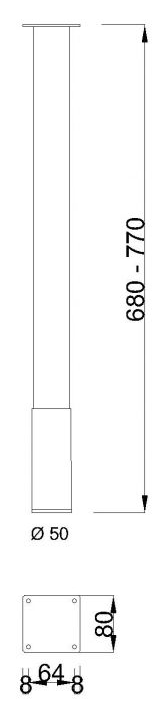 Technický obrázek Stolová noha ST501, ø50/680mm