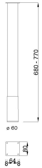 Technický obrázek Stolová noha ST601, ø60/680mm