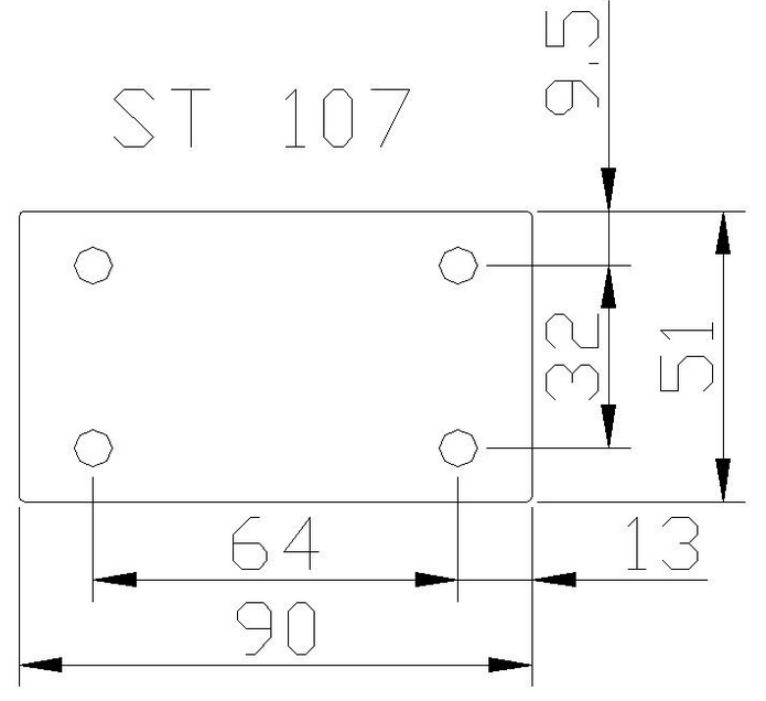 Technický obrázek Spojovací komponenta ST107