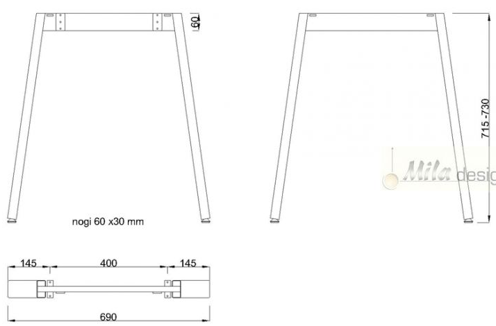 Technický obrázek Stolní podnož Mobilar M6307-S