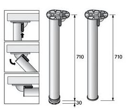 Technický obrázek Sklopná stolní noha Jengo, hliník