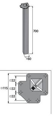 Technický obrázek Stolová noha Afia, nerez