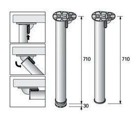 Technický obrázek Sklopná stolní noha Jengo