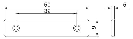 Technický obrázek kluzák plastový dvoudírový D02