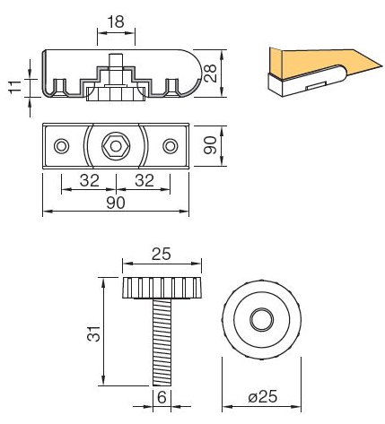 Technický obrázek stavěcí nožička PR 26.18