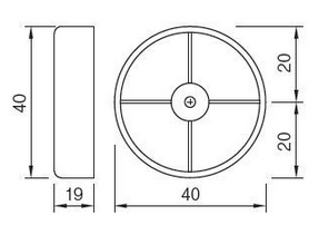 Technický obrázek Kluzák pro našroubování Ø 40 mm