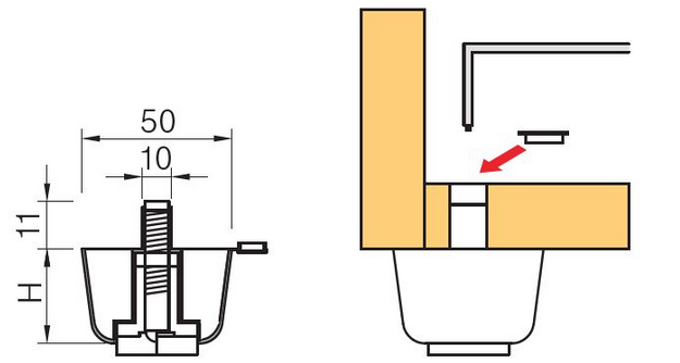 Technický obrázek Kluzák s rektifikací, šedá