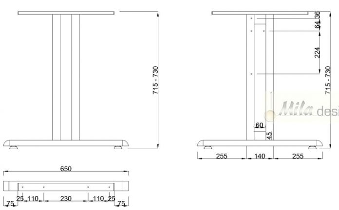 Technický obrázek Stolní podnož ST202S