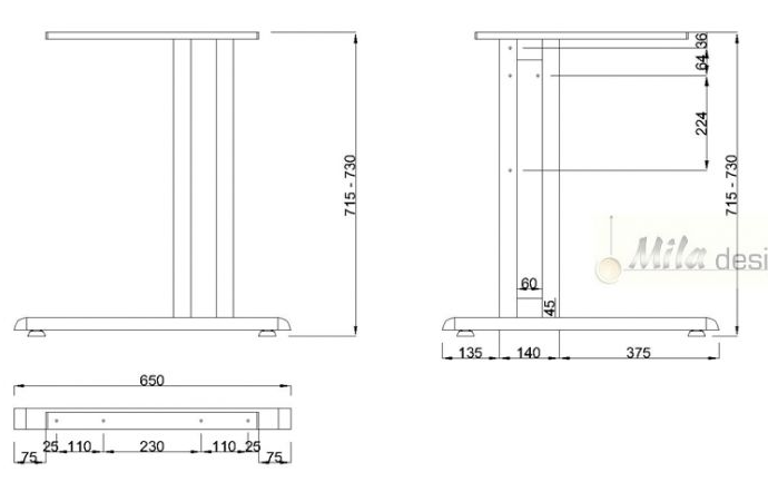 Technický obrázek Stolní podnož ST201S