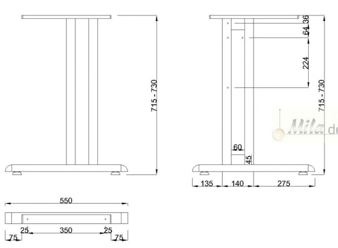 Technický obrázek Stolní podnož ST203S