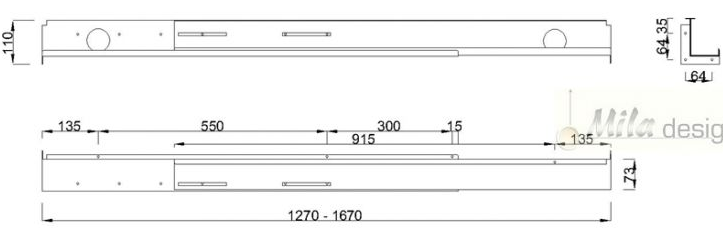 Technický obrázek Kabelový kanál s regulací ST201KR 14-18