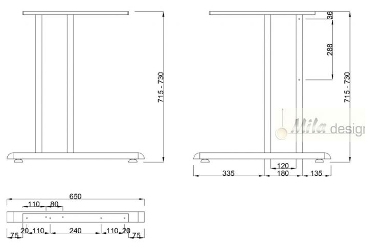 Technický obrázek Stolní podnož ST201E