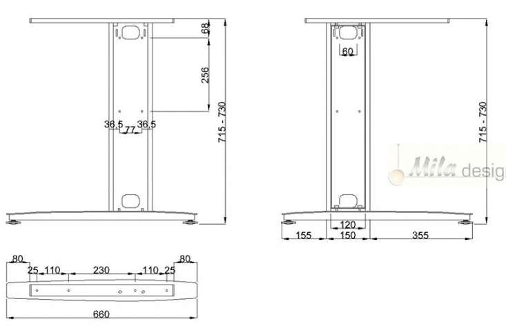 Technický obrázek Stolní podnož ST223