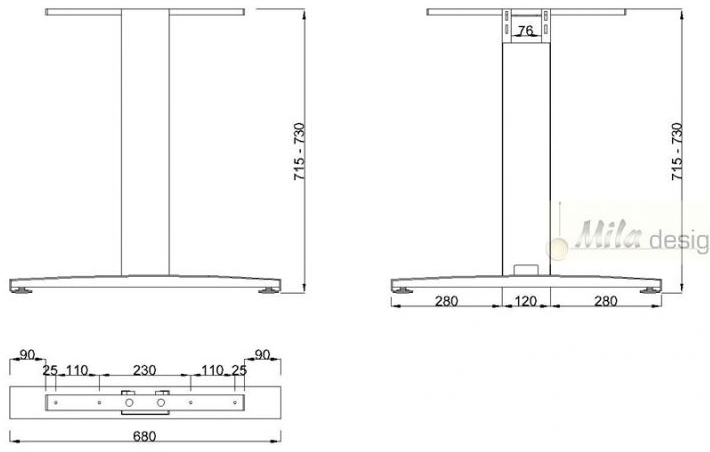Technický obrázek Stolní podnož ST226