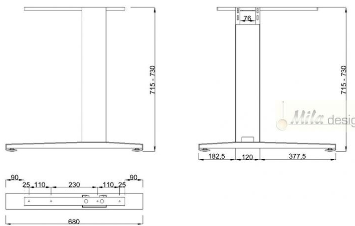 Technický obrázek Stolní podnož ST227
